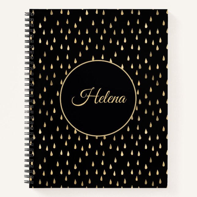 Gold Foil Raindrop Pattern Notebook  (Front)