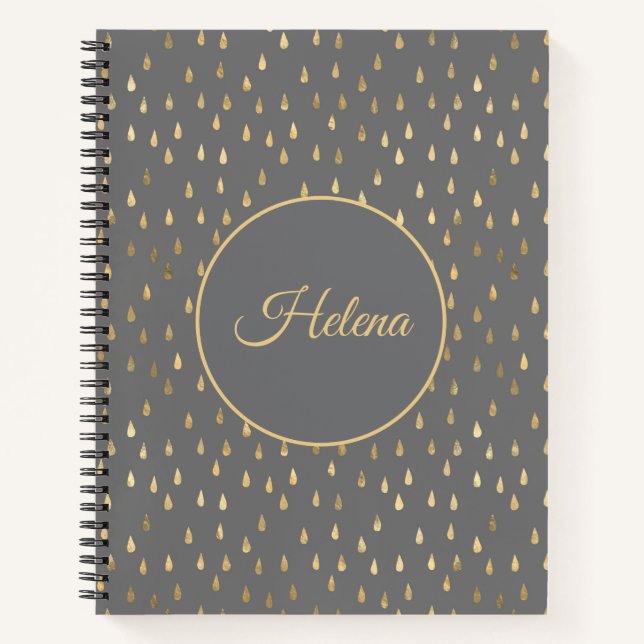 Gold Foil Raindrop Pattern Notebook  (Front)