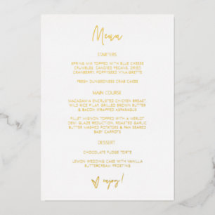 Gold Foil Réception Menu Dîner Mariage Carte G400