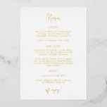 Gold Foil Reception Menu Wedding Dinner Card G400<br><div class="desc">Our paper menu card features real gold foil - an elegant way to let your guests know which meal options are available at your wedding or event. This item is part of our Gwen wedding invitation suite G400,  please visit our store to view the collection of coordinating items.</div>