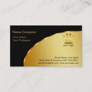 Gold Foil Retro Crown logo Financial Services Business Card
