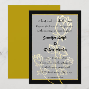 Gold foil Rose watermark themed wedding Invitation