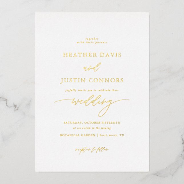 Gold Foil Rustic Calligraphy Photo Wedding (Front)