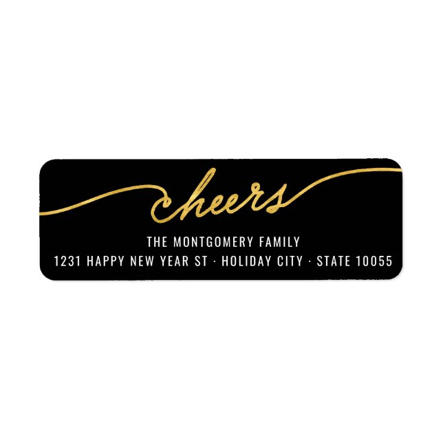 Gold Foil salue Calligraphie Chic Holiday Adresse (Devant)