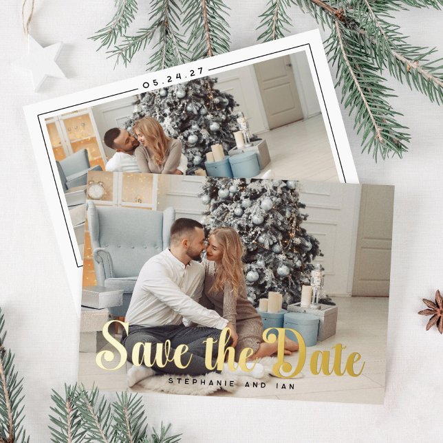 Gold Foil Save The Date Christmas Card (Creator Uploaded)