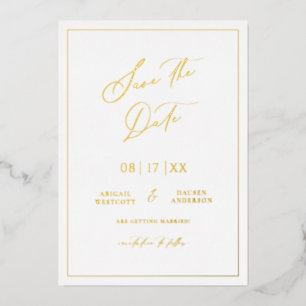 Gold Foil Save the Date Modern Invitation Card