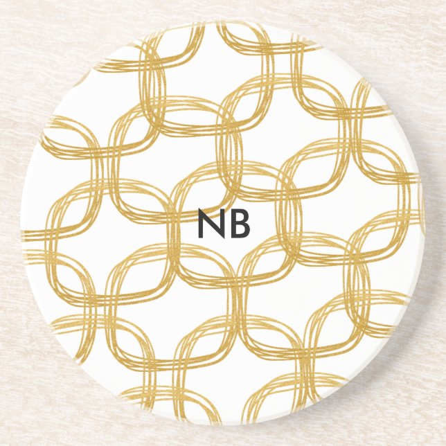 Gold Foil Scribble Circle Chic Dessous de verre mo (Devant)