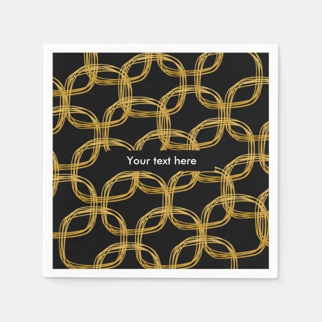 Gold Foil Scribble Circle Modern Wedding Napkins (Front)