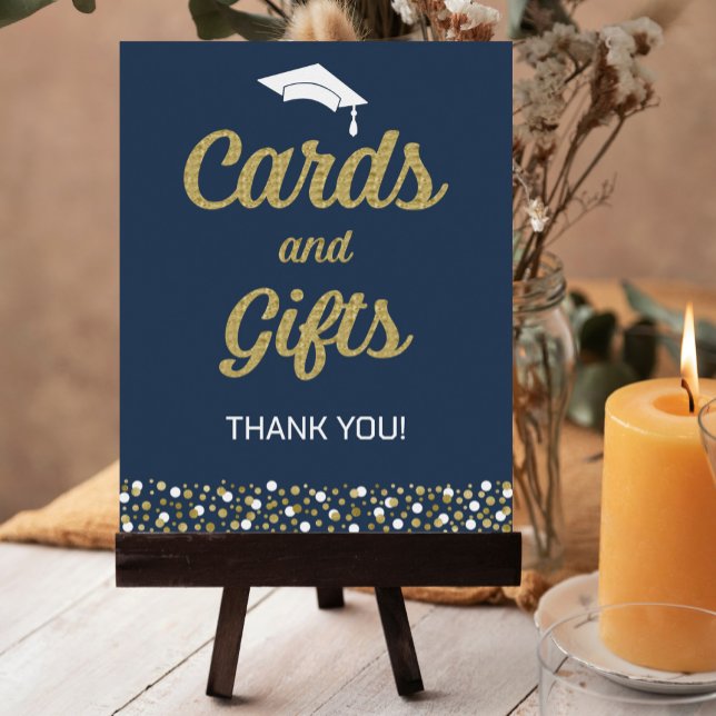 Gold Foil Script Confetti Cards & Gifts Grad Sign (Creator Uploaded)