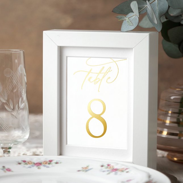 Gold Foil Script Framable Table Number Foil Prints (Creator Uploaded)