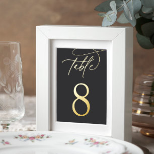 Gold Foil Script Framable Table Number Prints
