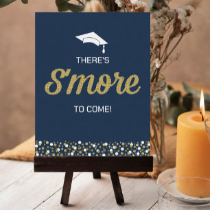 Gold Foil Script S’more Confetti Blue Grad Sign