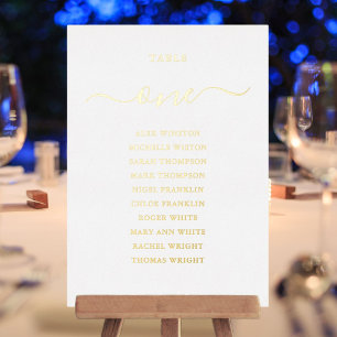 Gold Foil Script Table Number Seating Chart