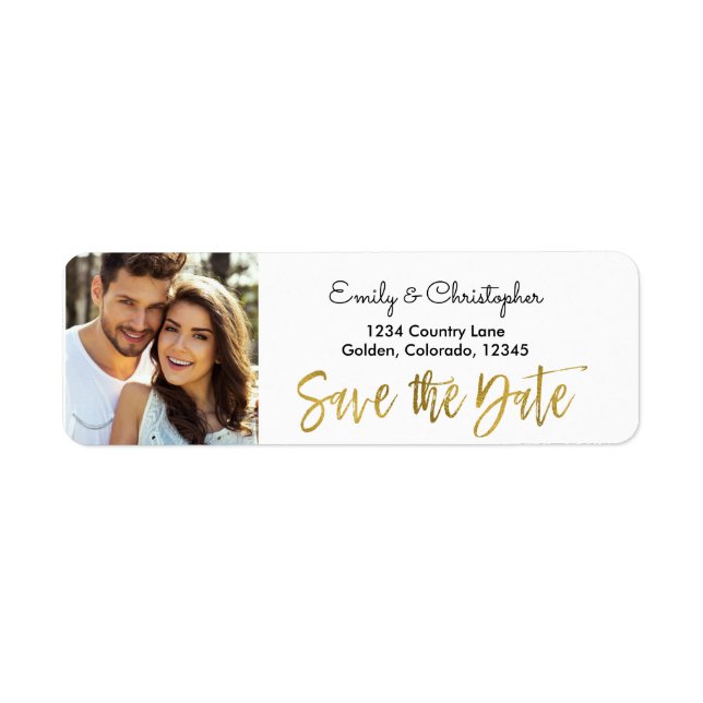 Gold Foil Script Wedding Enregistrer la photo Date (Devant)