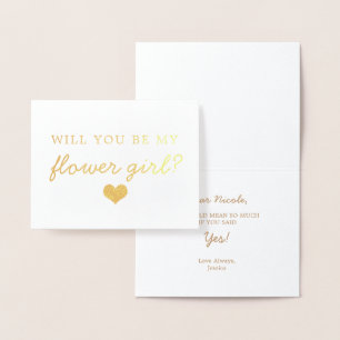 Gold Foil Script Will You Be Flower Girl Card
