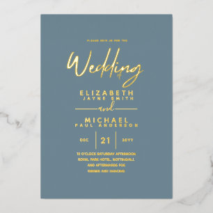 GOLD FOIL Sea Glass Blue Modern All-in-1 Wedding