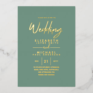 GOLD FOIL Sea Glass Green Modern All-in-1 Wedding