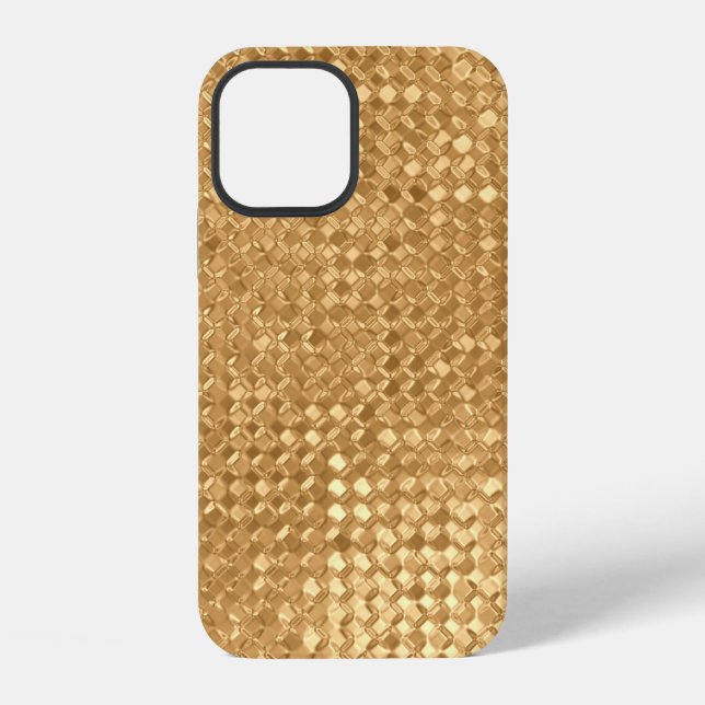 Gold foil seamless pattern, golden glitter texture iPhone case (Back)