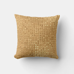 Gold foil seamless pattern, golden glitter texture throw pillow