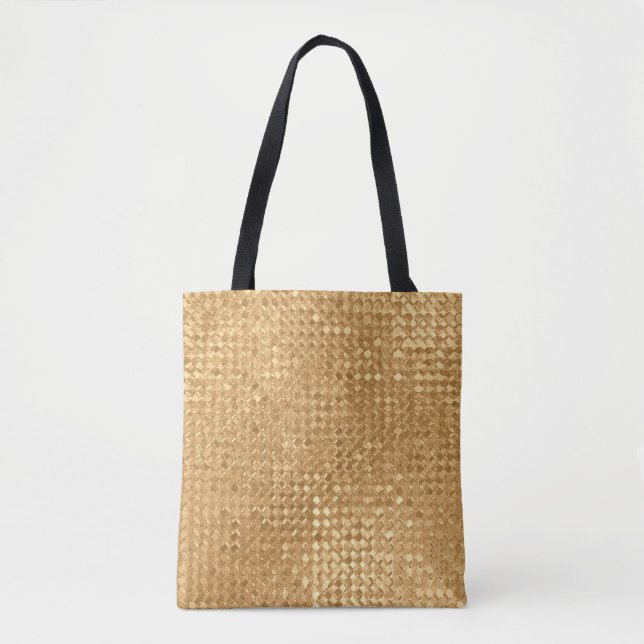 Gold foil seamless pattern, golden glitter texture tote bag (Front)