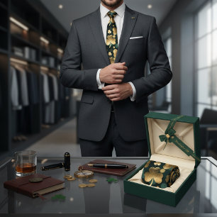 Gold Foil Shamrock Pattern St. Patrick's Day Tie
