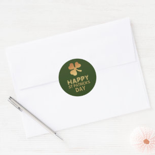 Gold Foil Shamrock, St Patrick's Day Classic Round Sticker