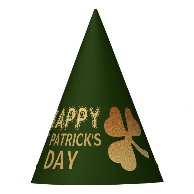 Gold Foil Shamrock, St Patrick's Day Party Hat (Front)