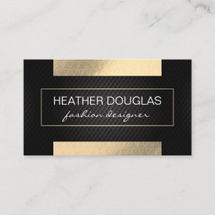 Gold Foil Shine   Triangle Pattern Black Mesh Business Card