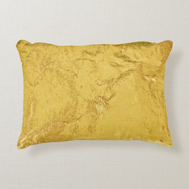 Gold Foil: Shiny Abstract Texture Accent Pillow (Front)