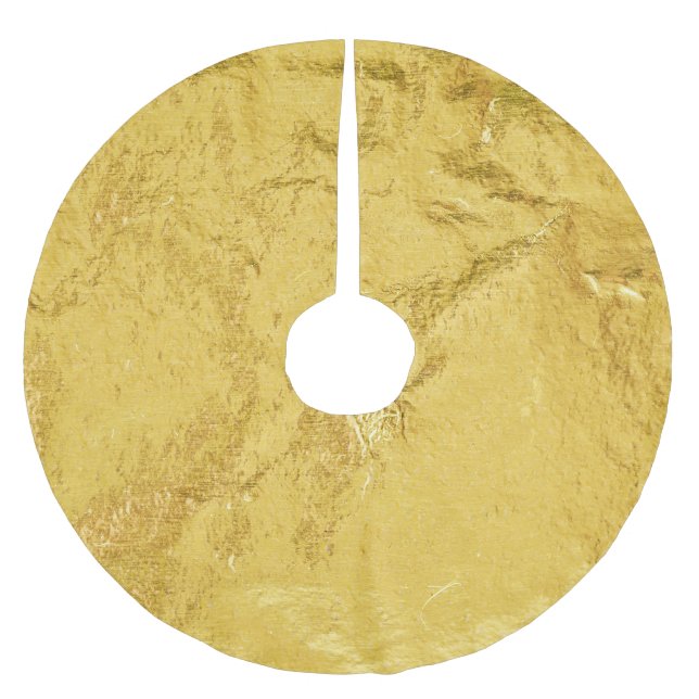 Gold Foil: Shiny Abstract Texture Brushed Polyester Tree Skirt (Front)