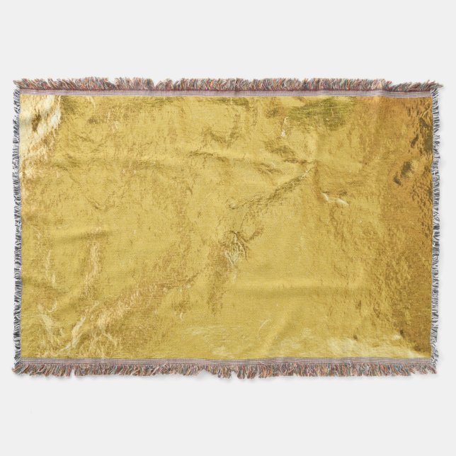 Gold Foil: Shiny Abstract Texture Throw Blanket (Front)