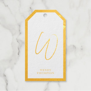 Gold Foil Simple Minimalist Modern Monogram  Gift Tags