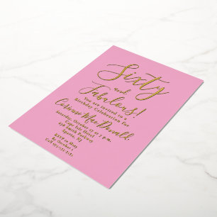 Gold Foil Sixty & Fabulous pink 60th Birthday