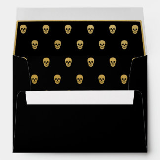 Gold Foil Skull.  All Black Envelopes