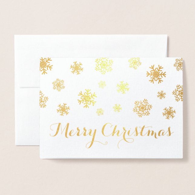 Gold Foil Snowflakes Merry Christmas Foil Card (Front With Envelope)