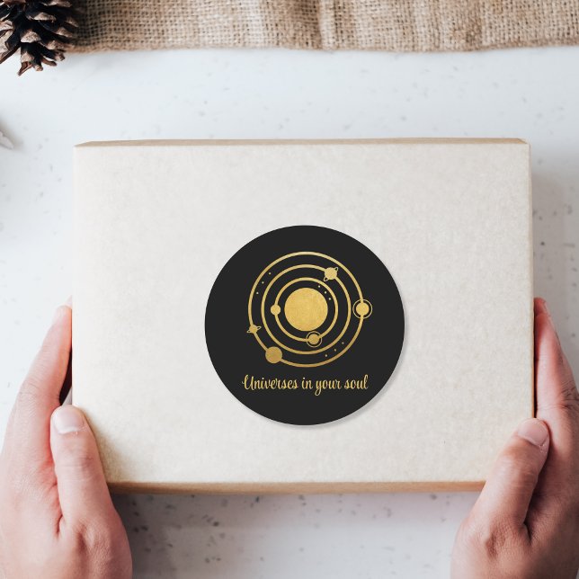 Gold Foil Solar System Planets  Classic Round Sticker (Creator Uploaded)