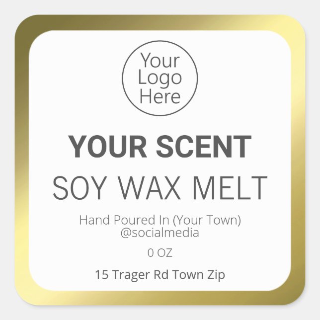 Gold Foil Soy Wax Melt Product Labels (Front)
