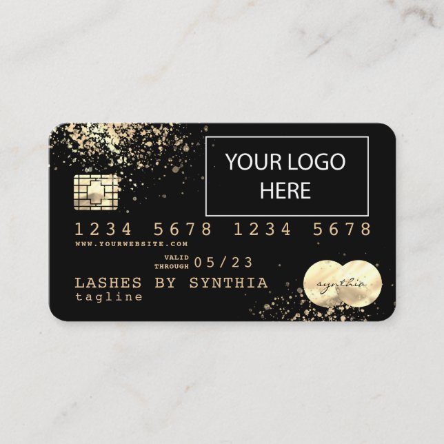 Gold Foil Splash Credit Card add your logo (Front)