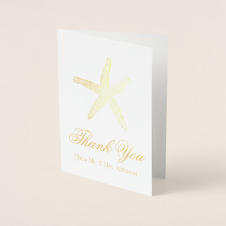 Gold Foil Starfish Merci Cartes