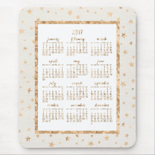 Gold Foil Stars Calendar 2017 Mouse Pads Cream