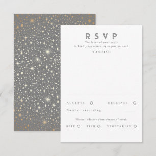 Gold Foil Stars Modern Wedding RSVP Card