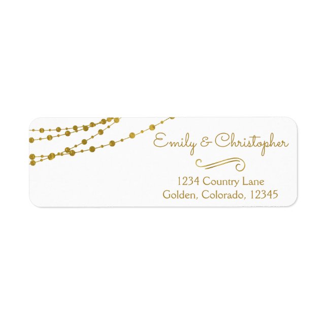 Gold Foil String Lights and Script Wedding (Front)