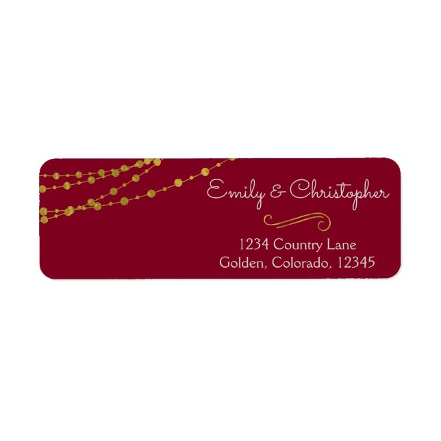 Gold Foil String Lights and Script Wedding (Front)