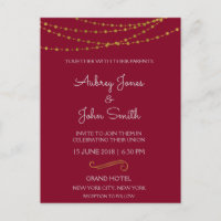 Gold Foil String Lights and Script Wedding