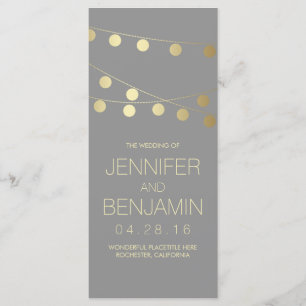 Gold Foil String Lights Wedding Programs