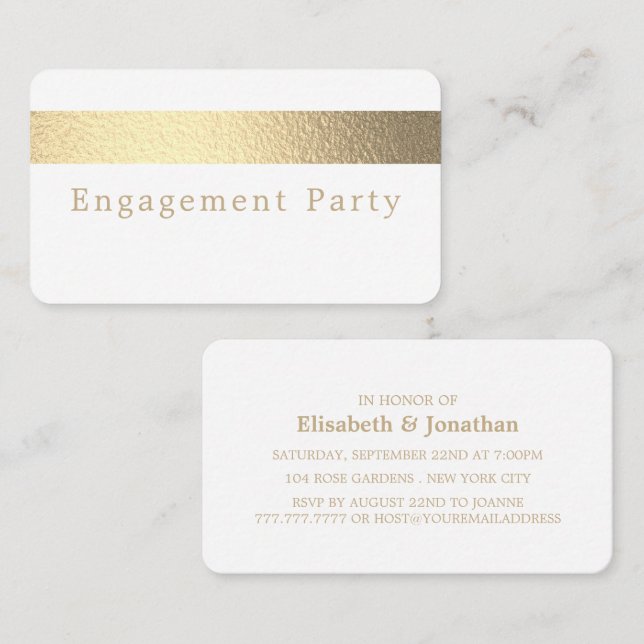 Gold Foil Stripe, Engagement Party Ticket Invite (Front/Back)