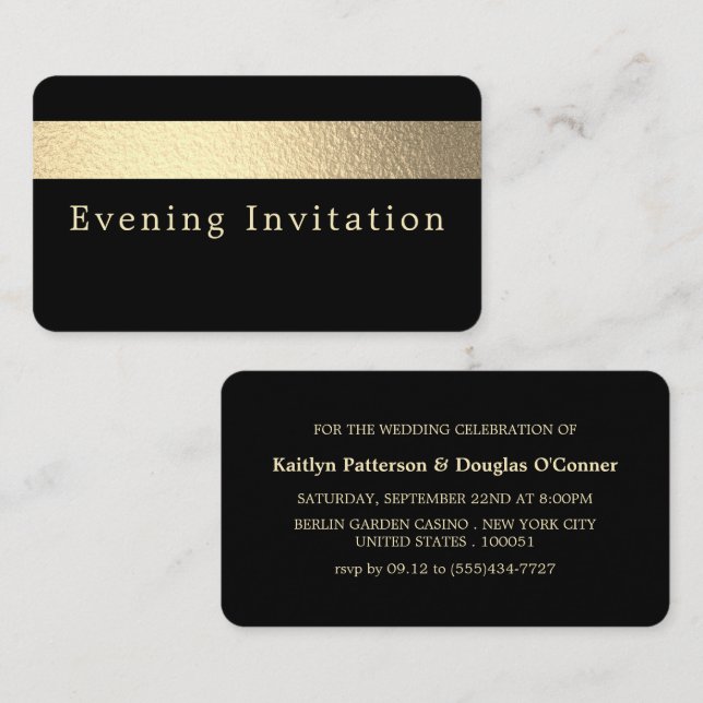 Gold Foil Stripe, Evénement du soir Ticket Invitat (Devant / Derrière)