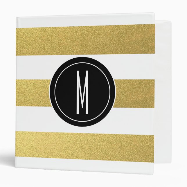 GOLD FOIL STRIPES | BLACK MONOGRAM BINDER (Front/Inside)