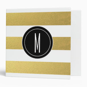 GOLD FOIL STRIPES BLACK MONOGRAM BINDER