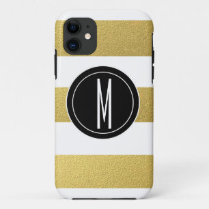 GOLD FOIL STRIPES BLACK MONOGRAM iPhone 11 CASE